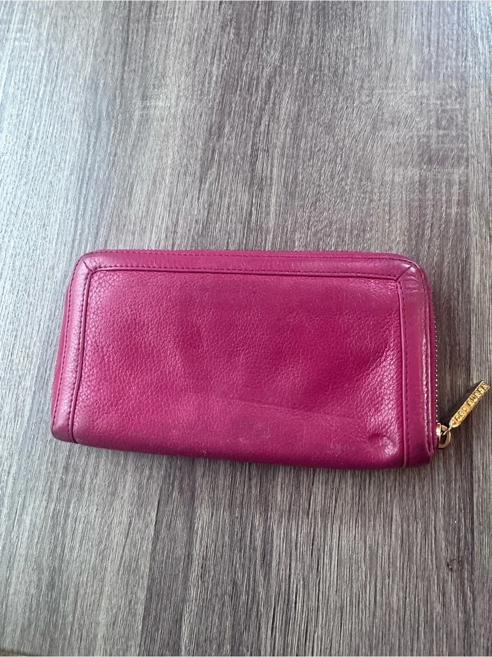 Tory Burch Fuchsia Pink Leather Zip Around Wallet with Logo Medallion